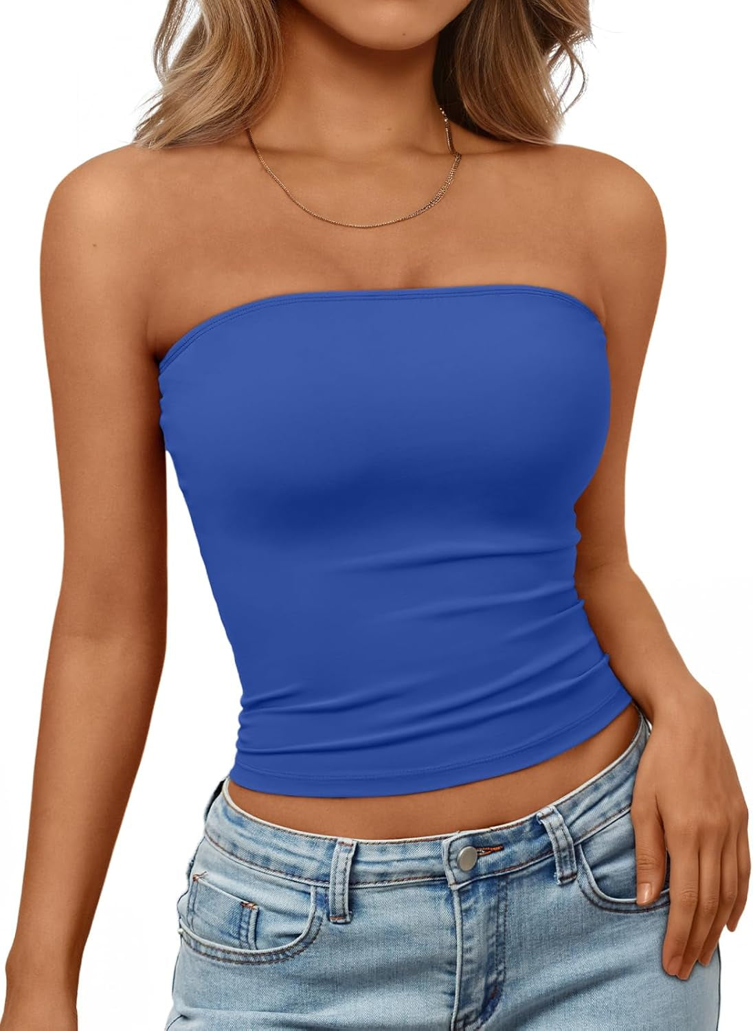 Womens Strapless Tube Tops Basic Backless Sleeveless Bandeau Going Out Crop Tops Cute 2025 Summer Clothes