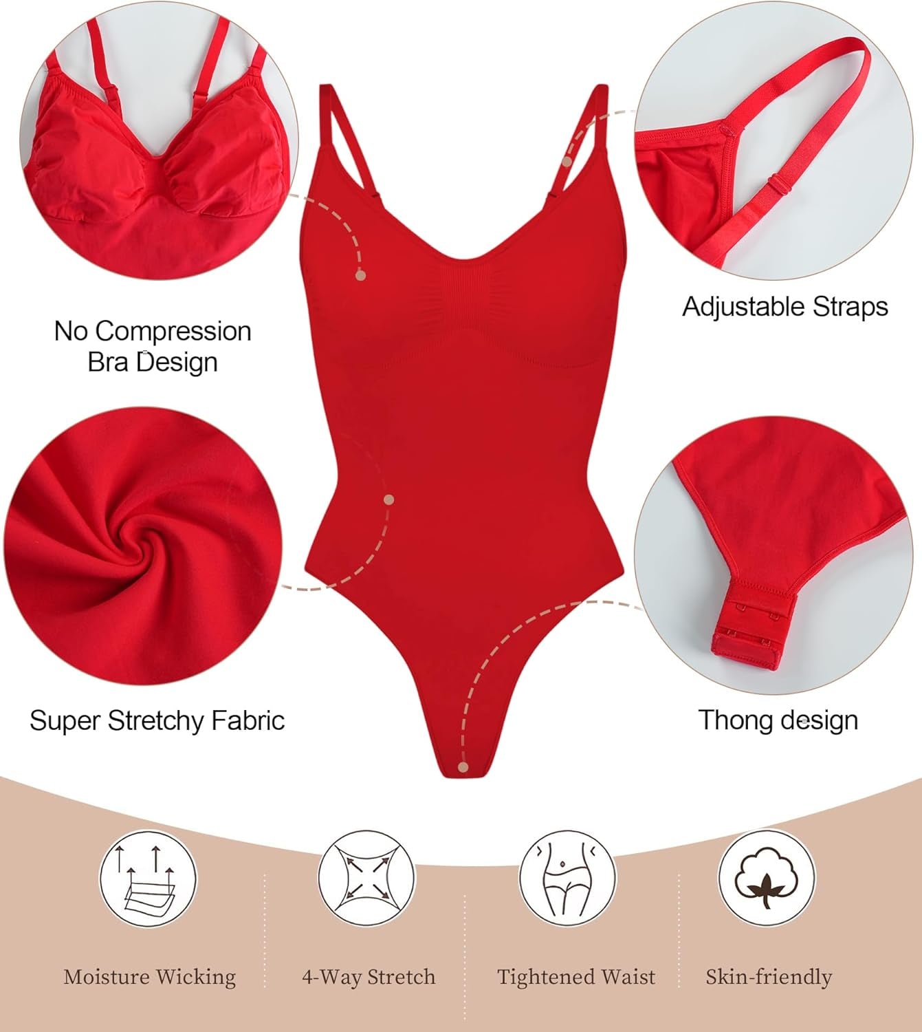 Women'S Shapewear Bodysuit Tummy Control Body Shaper Seamless Sculpting Snatched Waist Body Suit