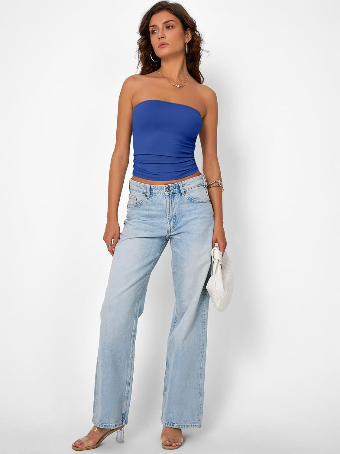 Womens Strapless Tube Tops Basic Backless Sleeveless Bandeau Going Out Crop Tops Cute 2025 Summer Clothes