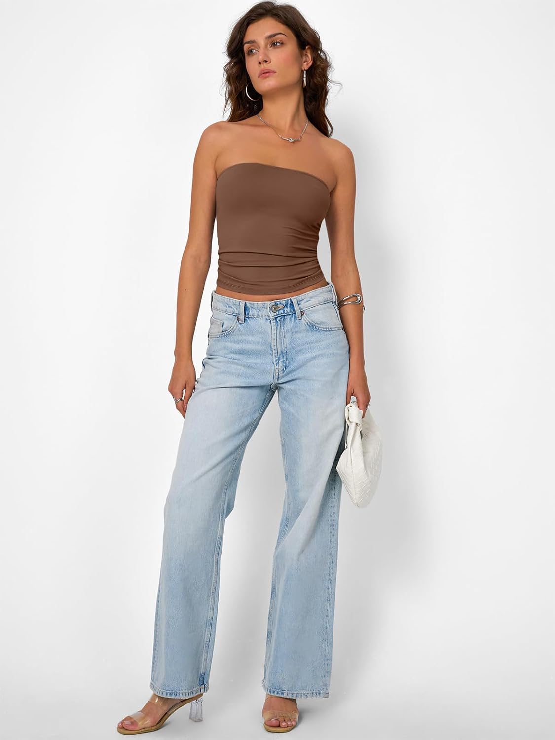 Womens Strapless Tube Tops Basic Backless Sleeveless Bandeau Going Out Crop Tops Cute 2025 Summer Clothes