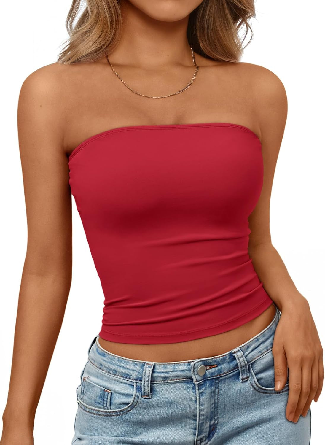 Womens Strapless Tube Tops Basic Backless Sleeveless Bandeau Going Out Crop Tops Cute 2025 Summer Clothes